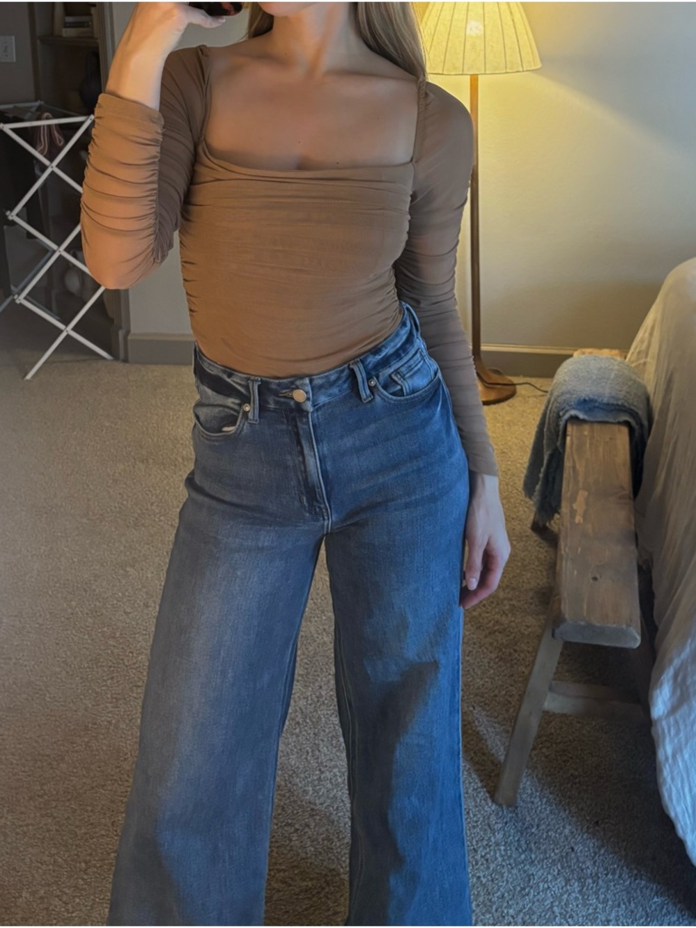 Brown Roushed Bodysuit